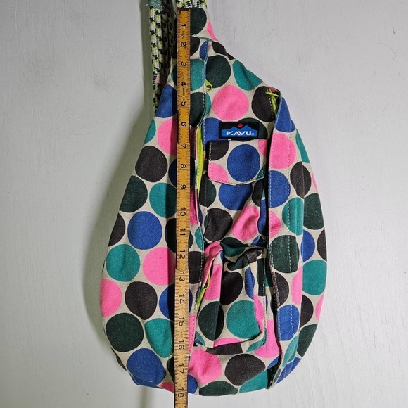 Kavu Sling Backpack Canvas Polka Dot Neon Pink‎ Blue Grey Teal - Picture 8 of 8
